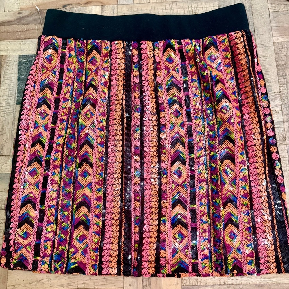 NWOT Vibrant Party Club Multicolor Sparkle Mini Skirt
